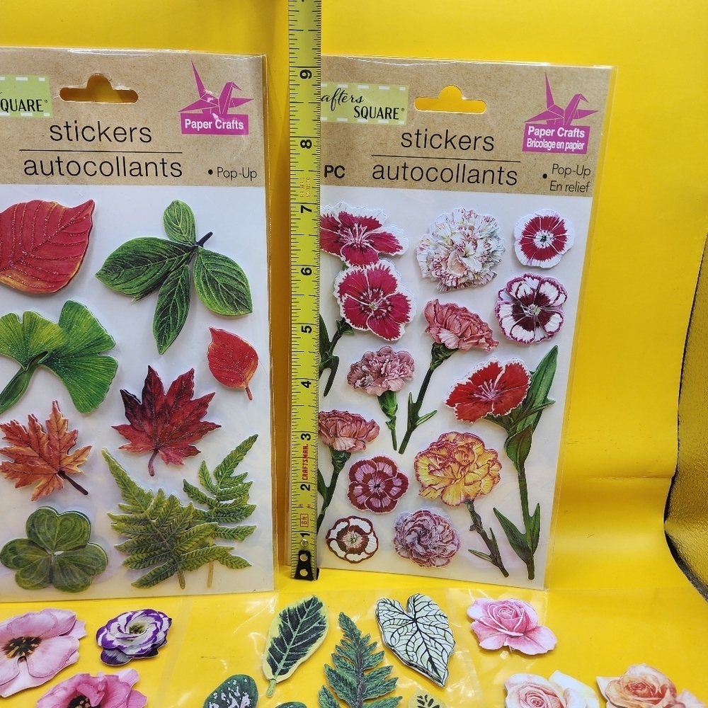 Crafters Square Pop Up Stickers Carnations Flowers Leaves Crafts Scrapbooking - Picture 2 of 6